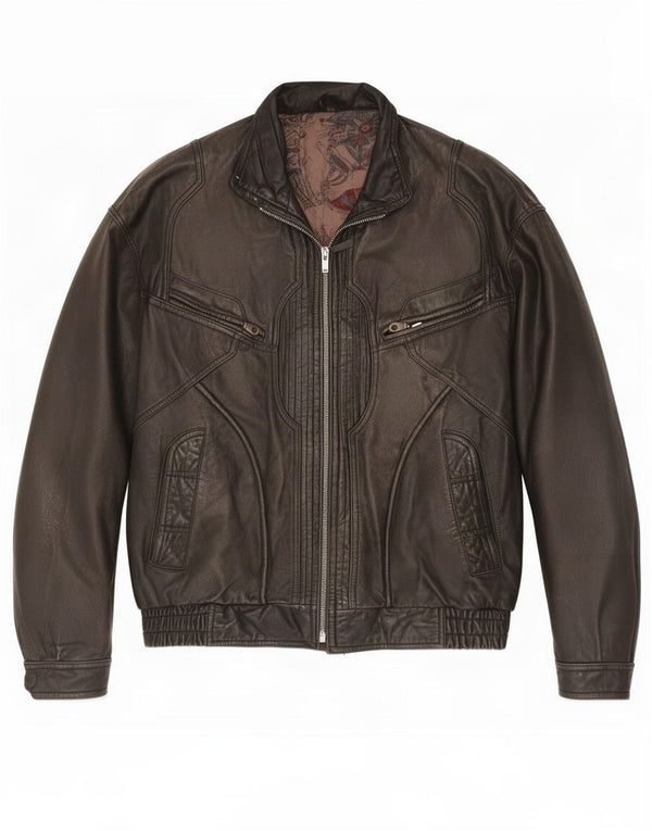 Vintage herre læderjakke IT 56 3XL Sort