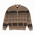 Vintage herre cardigan sweater IT 52 Stor brun geometrisk uld