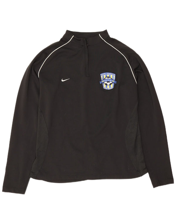 Nike grafisk top med lynlåshals til kvinder, langærmet US 16/18 XL Sort