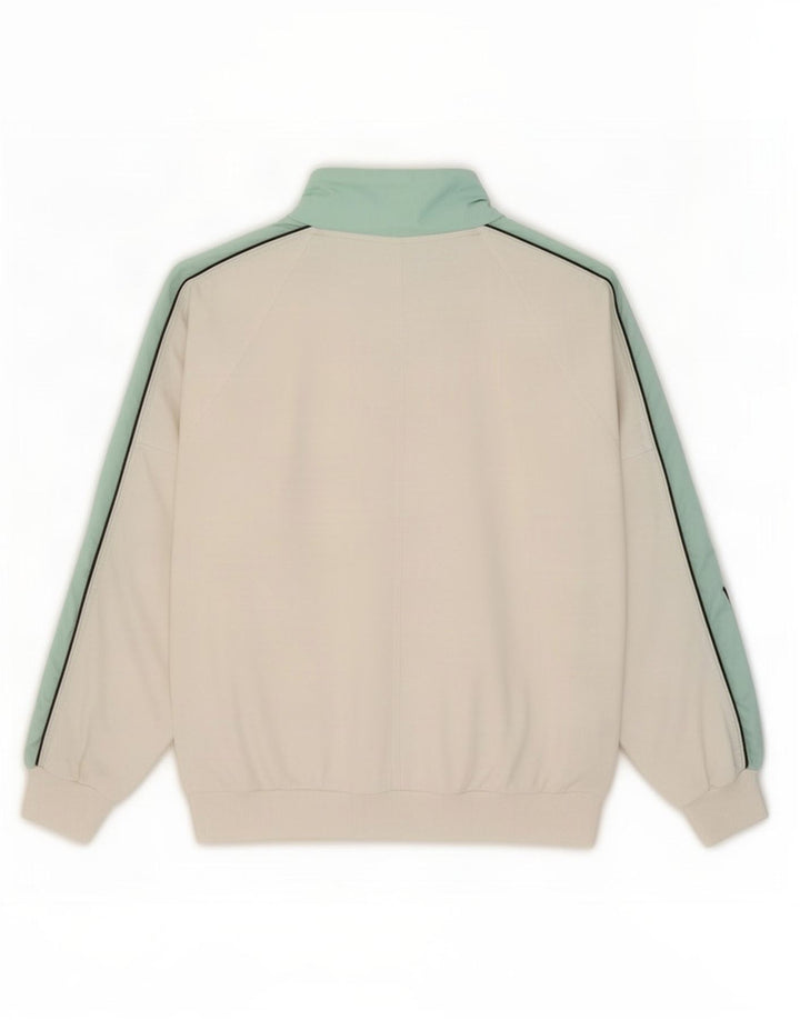 Ellesse Herre Button Neck Sweatshirt Jumper Large White Colourblock Bomuld