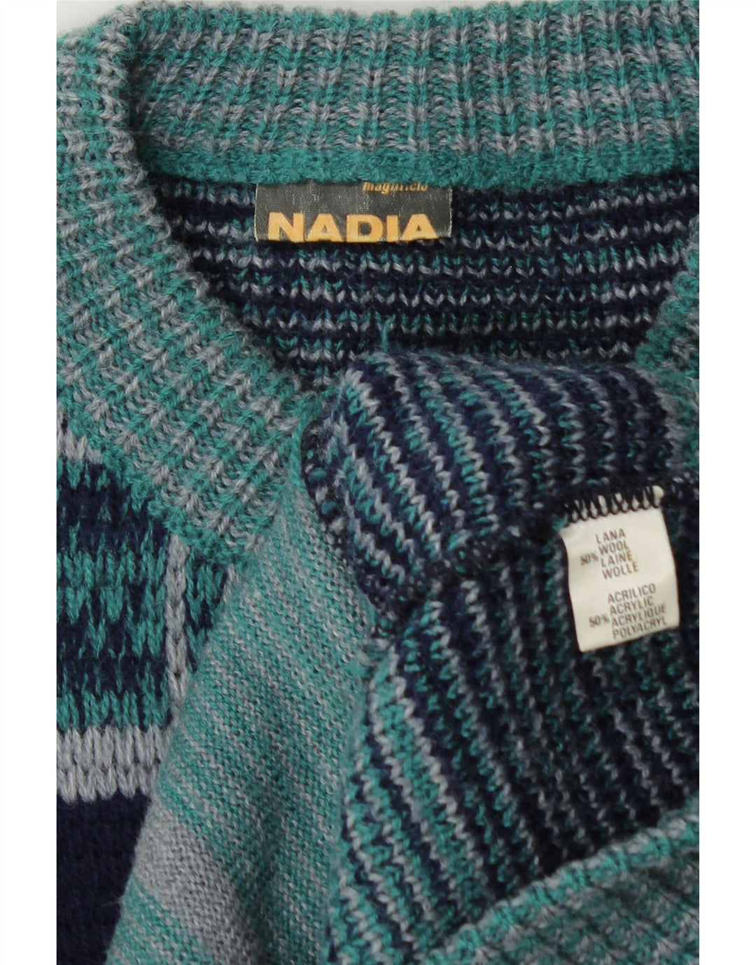 Nadia Herre Cardigan Sweater Stor marineblå ternet uld