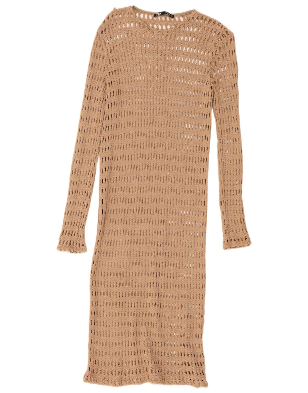 Zara hæklet strandkjole til kvinder UK 12 Medium Beige