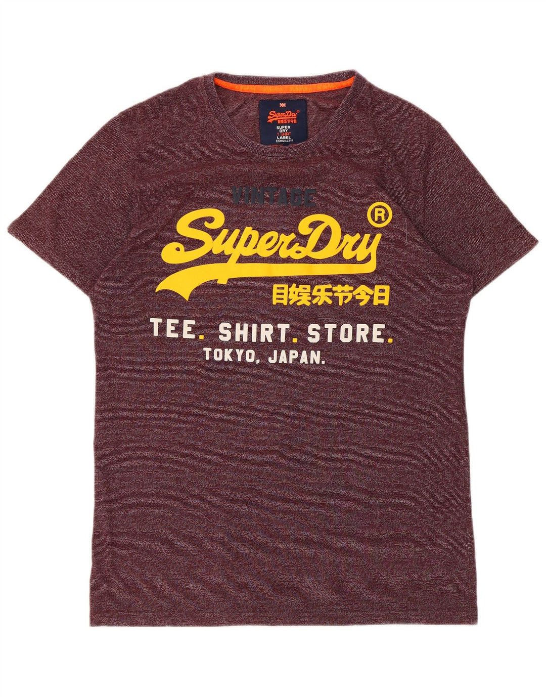 SUPERDRY Herre grafisk T-shirt Top Stor Bourgogne nålestribet bomuld