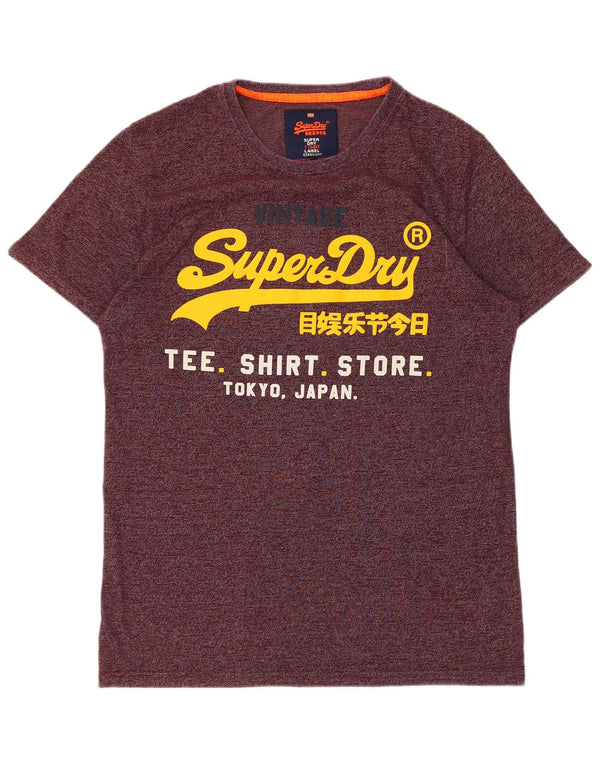 SUPERDRY Herre grafisk T-shirt Top Stor Bourgogne nålestribet bomuld