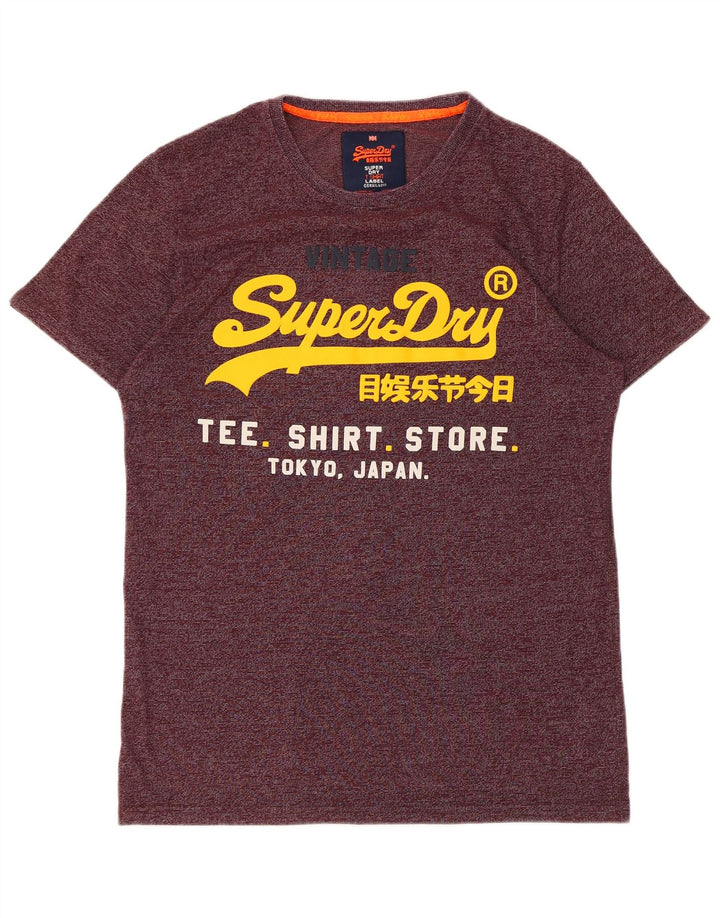 SUPERDRY Herre grafisk T-shirt Top Stor Bourgogne nålestribet bomuld