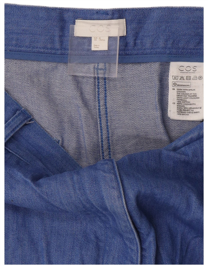 Cos Dame Cropped Trousers EU 40 Medium W30 L24 Blå Bomuld