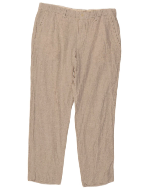 Zara Herre Tapered Chino Bukser EU 42 Large W32 L28 Beige Linen