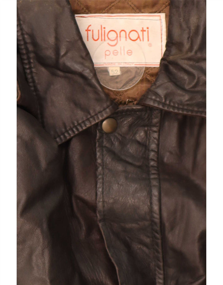 Vintage Herre Military Læderjakke IT 52 XL Brun