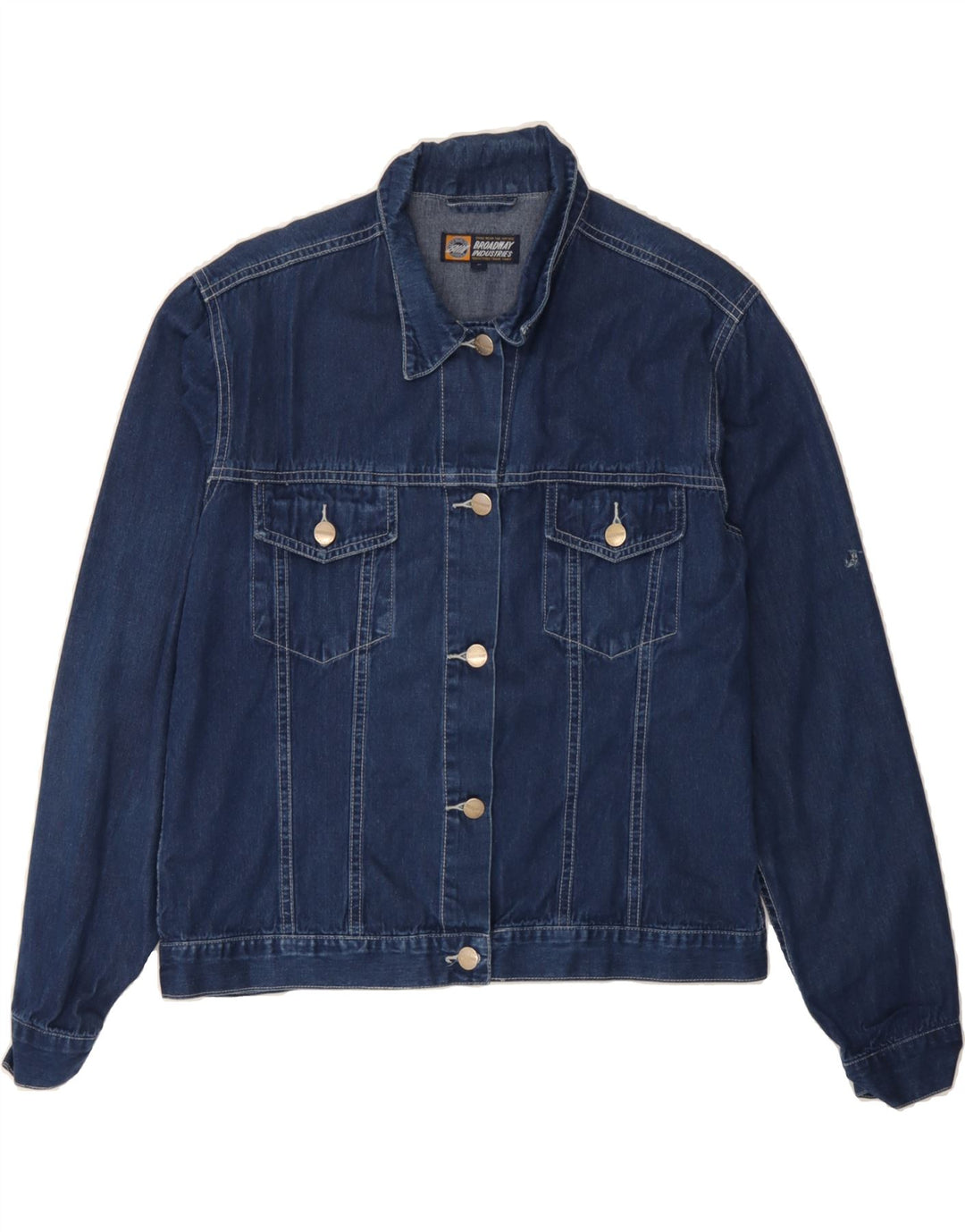 VINTAGE Womens Denim Jacket UK 16 Large Navy Blue Cotton Vintage Vintage and Second-Hand Vintage from Messina Hembry 