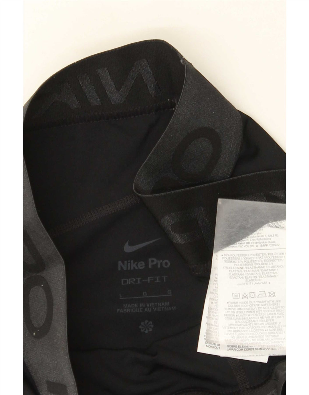 Nike Dame Dri Fit Grafiske Leggings UK 14 Large Black Polyester