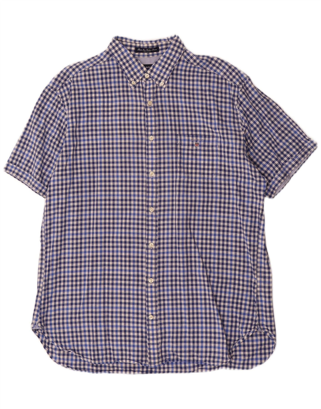 Gant Kortærmet Herreskjorte med normal pasform XL Blå Gingham Bomuld