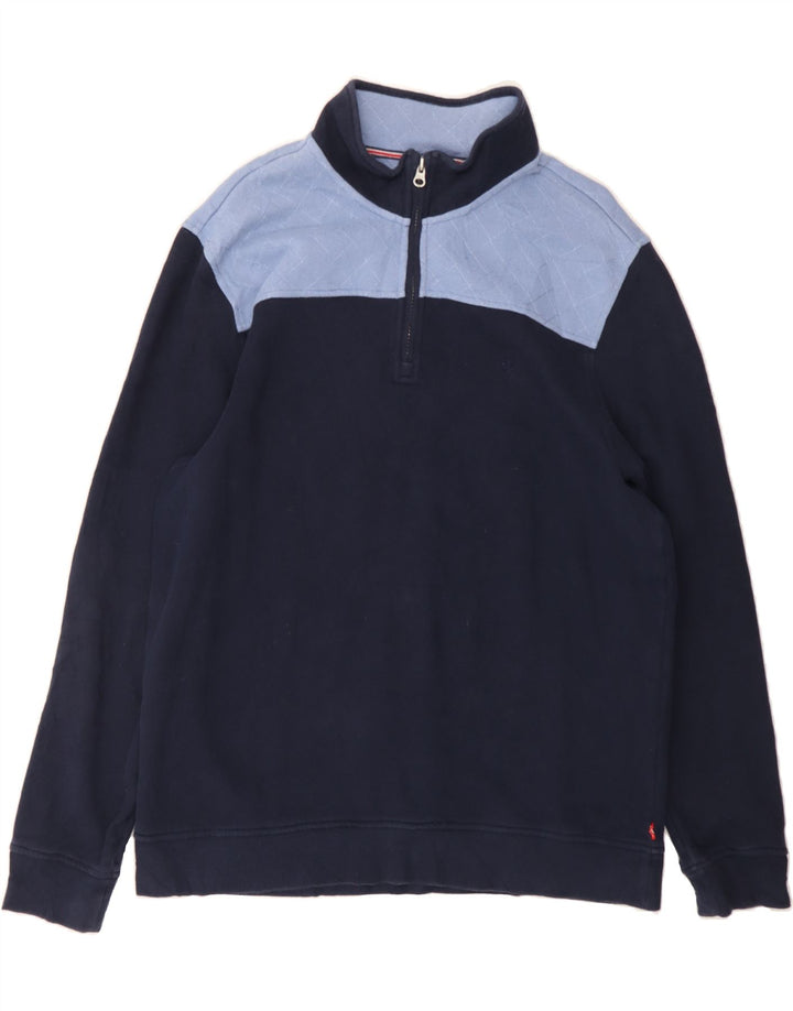 IZOD Mens Zip Neck Sweatshirt Jumper Large Navy Blue Colourblock Cotton Vintage Izod and Second-Hand Izod from Messina Hembry 
