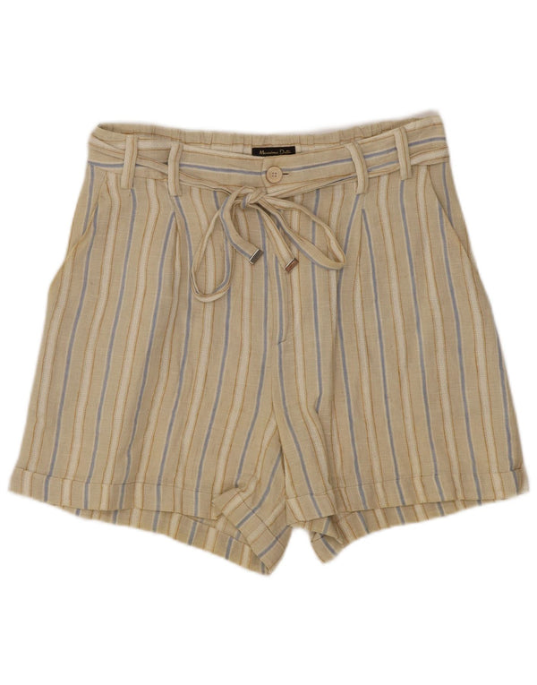 Massimo Dutti Dame High Rise Casual Shorts EU 36 XS W26 Beige stribet
