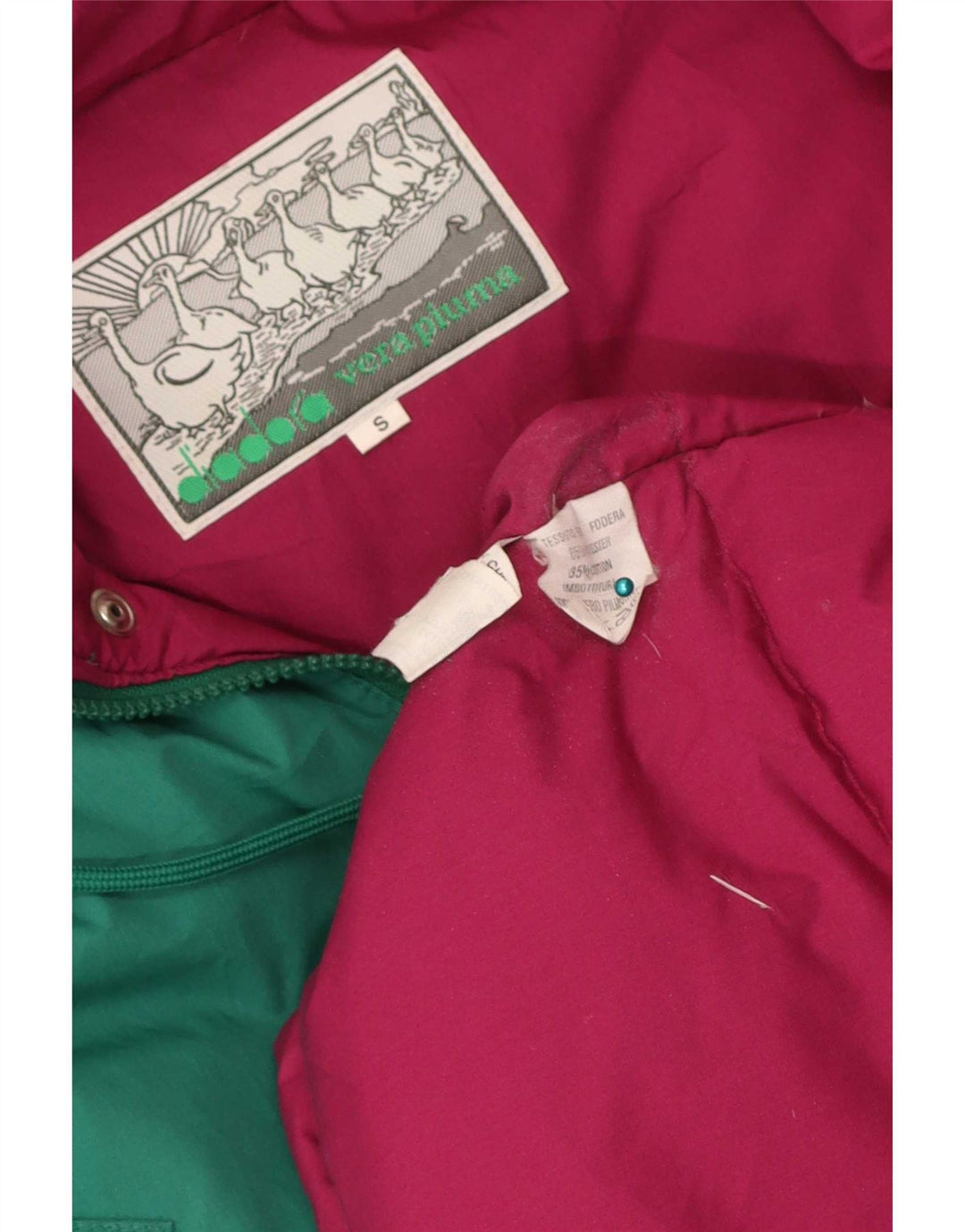 Diadora Herre hættepolstret jakke UK 36 Small Green Colourblock Polyester