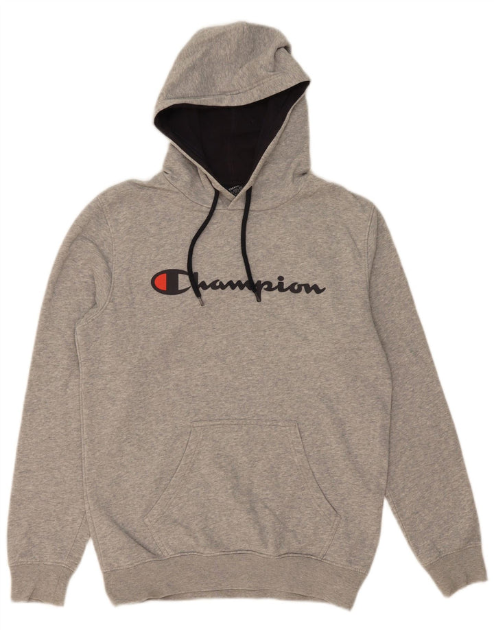 CHAMPION Mens Graphic Hoodie Jumper Small Grey Cotton