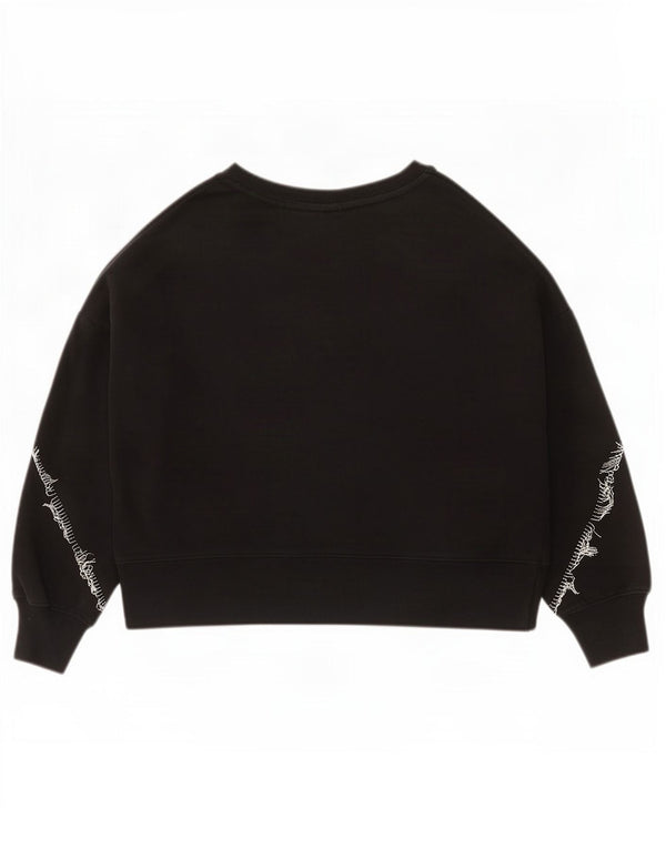 All Saints Womens Crop Oversized Sweatshirt Jumper UK 6 XS Sort Bomuld