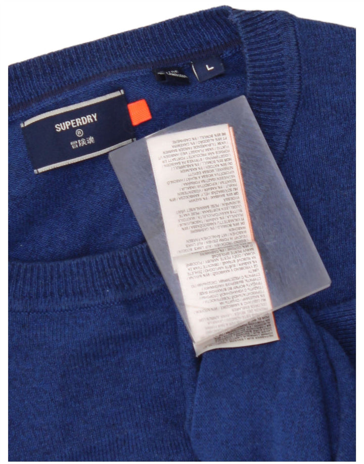 SUPERDRY Herre sweater med rund hals, stor blå bomuld