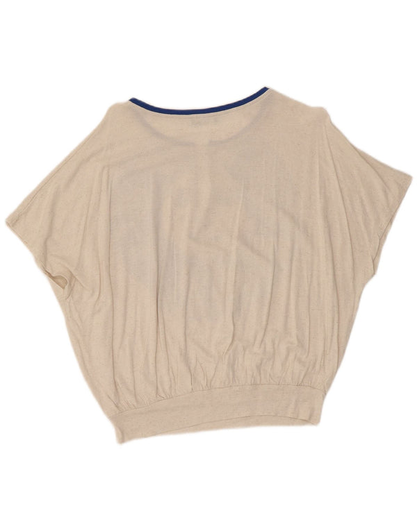 Benetton Womens Crop Batwing Bluse Top UK 14 Medium Off White