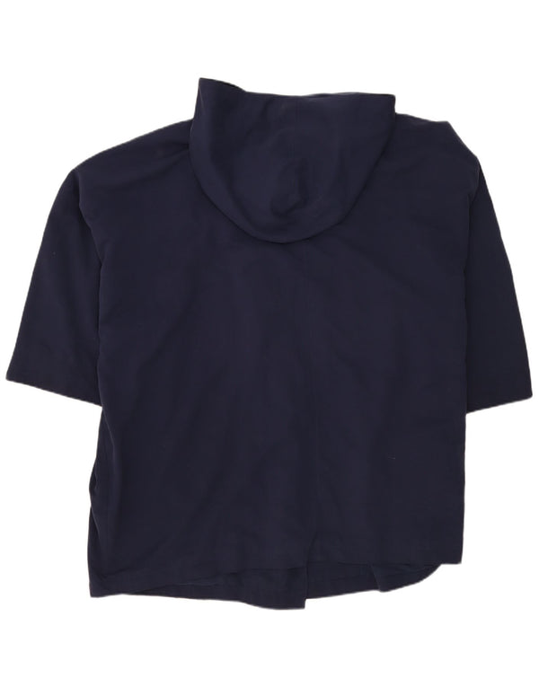 Benetton Dame Hætte Oversized Dobbeltradet Frakke UK 18 XL Navy Blue