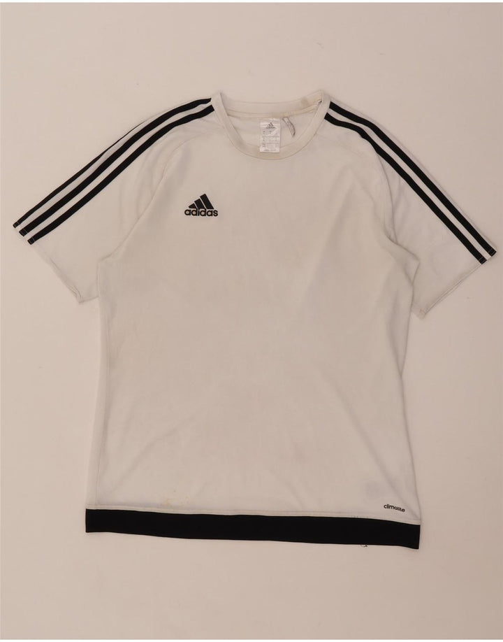 Adidas Herre Climalite T-Shirt Top Medium White Colourblock Polyester