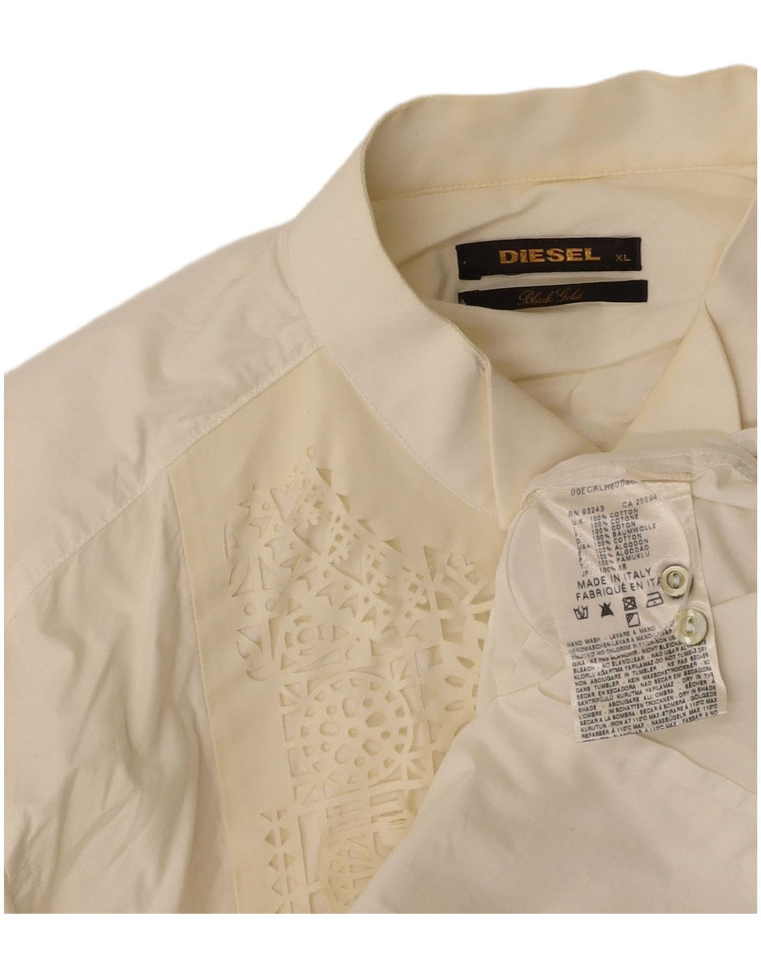 DIESEL Herre Tuxedo Shirt XL Hvid Geometrisk Bomuld