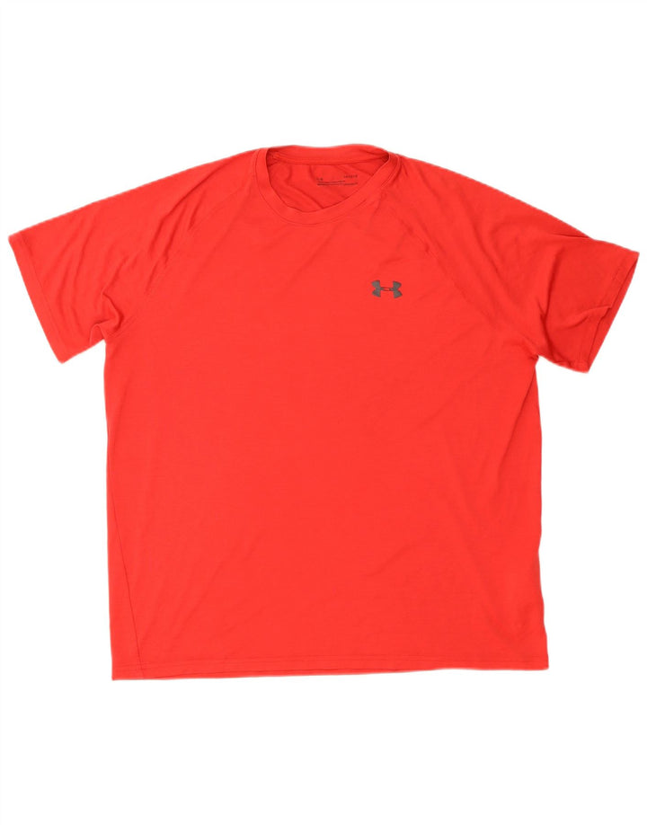 UNDER ARMOUR Herre Heat Gear T-Shirt Top Stor Rød Polyester