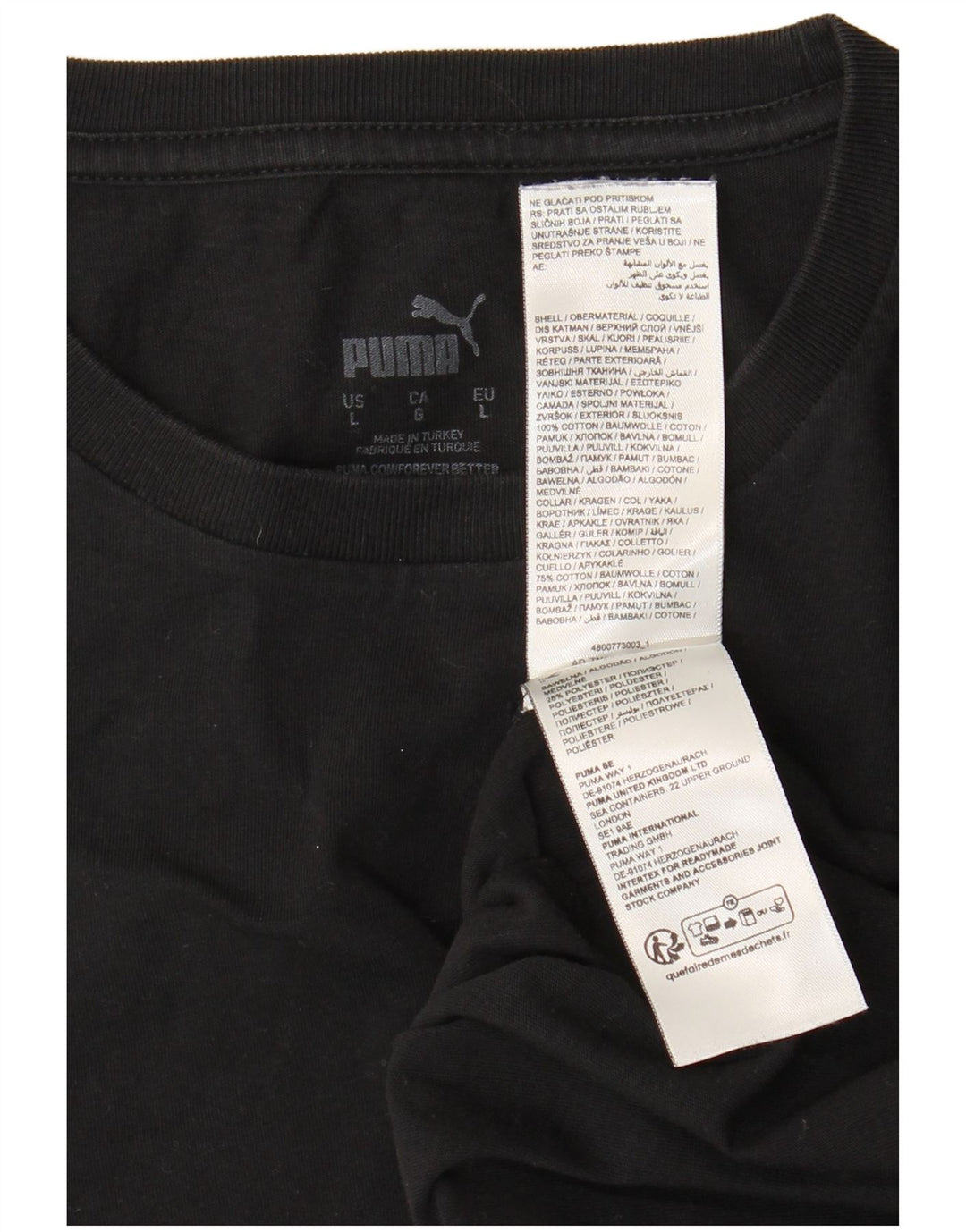 Puma Herre T-Shirt Top Stor Sort Bomuld