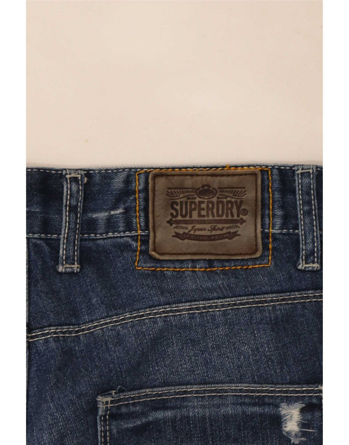 Superdry Distressed Denim Shorts til mænd W30 Medium Blue Cotton