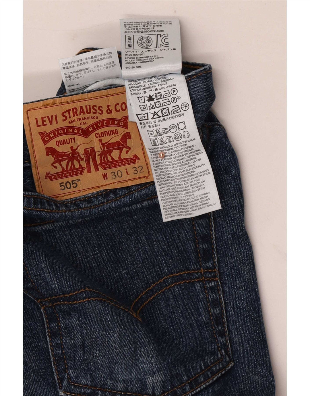 Levi's Herre 505 lige jeans W30 L32 blå bomuld