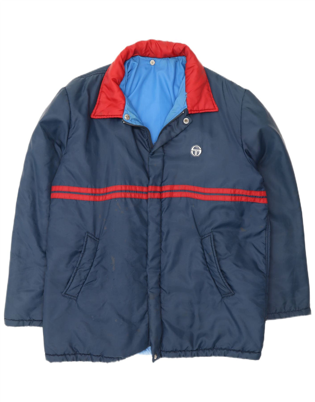 Sergio Tacchini Herre hættepolstret jakke IT 52 XL Navy Blue Colourblock