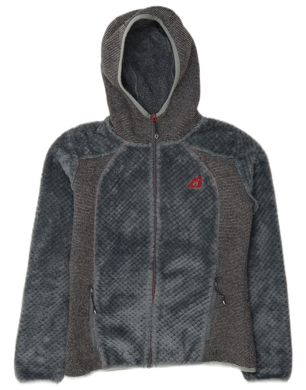 Alpenplus dame fleecejakke med hætte UK 14 Medium Grey Colourblock