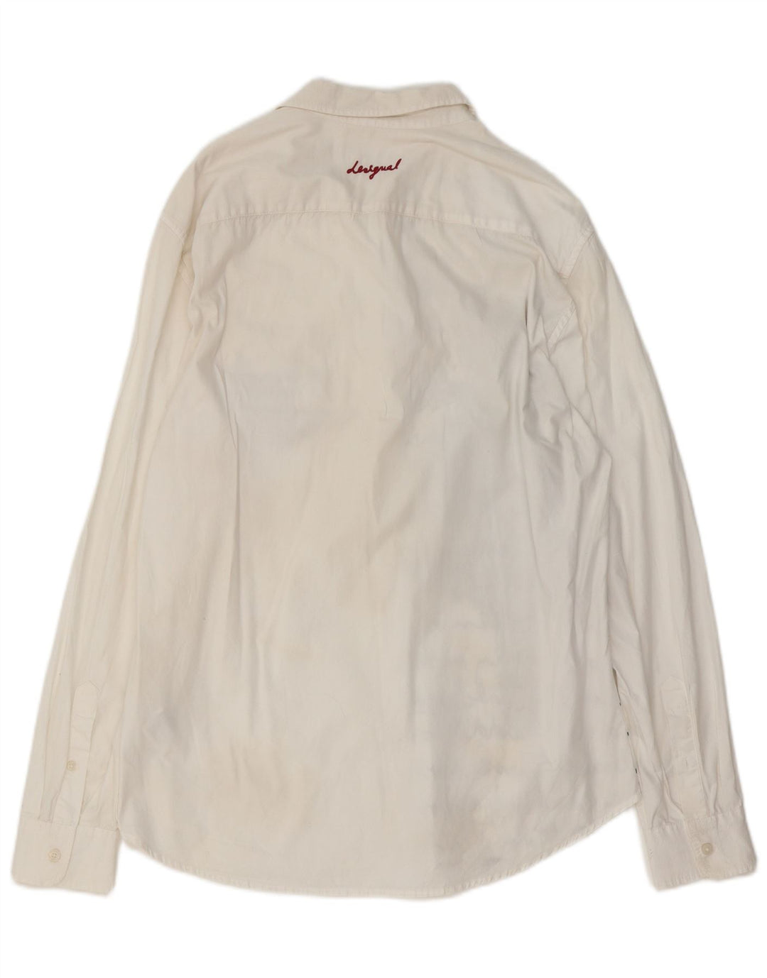 DESIGUAL Herre grafisk Regular Fit skjorte Stor hvid bomuld