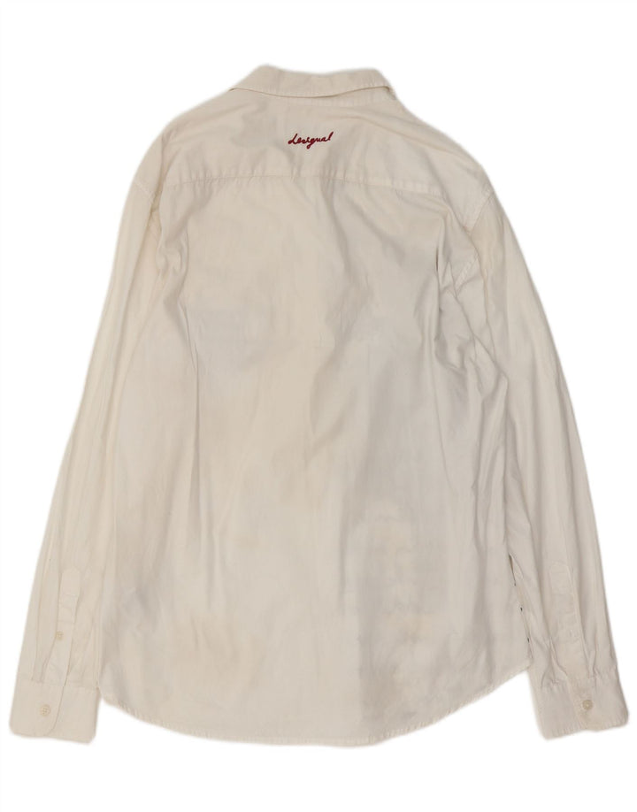 DESIGUAL Herre grafisk Regular Fit skjorte Stor hvid bomuld