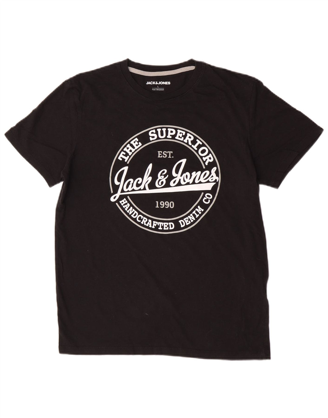 Jack & Jones Herre grafisk T-shirt Top Stor sort bomuld