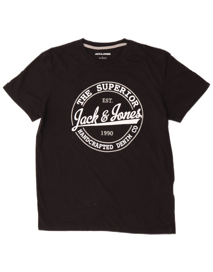 Jack & Jones Herre grafisk T-shirt Top Stor sort bomuld