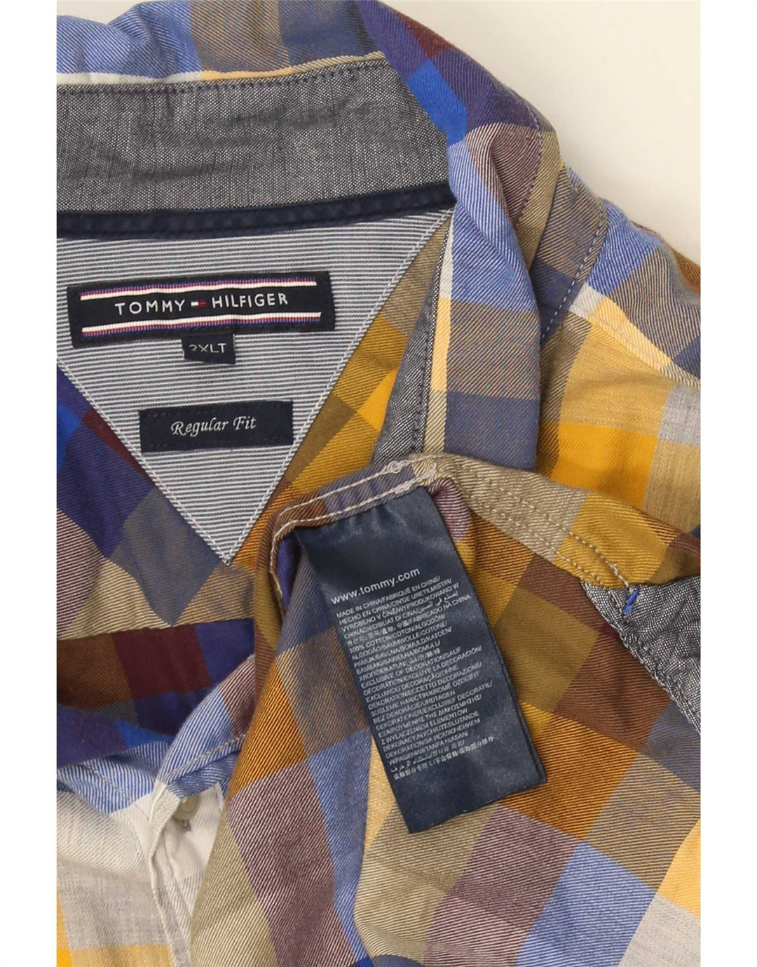 Tommy Hilfiger Herre høj Regular Fit skjorte 2XL flerfarvet ternet bomuld