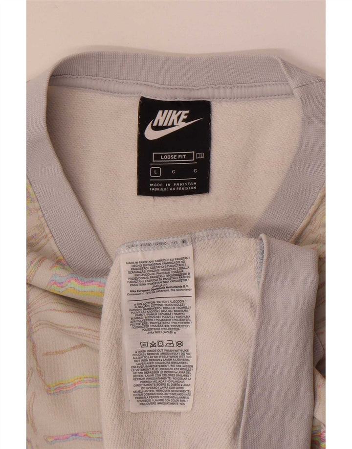 Nike Dame sweatshirt med abstrakt mønster UK 16 Large Off White