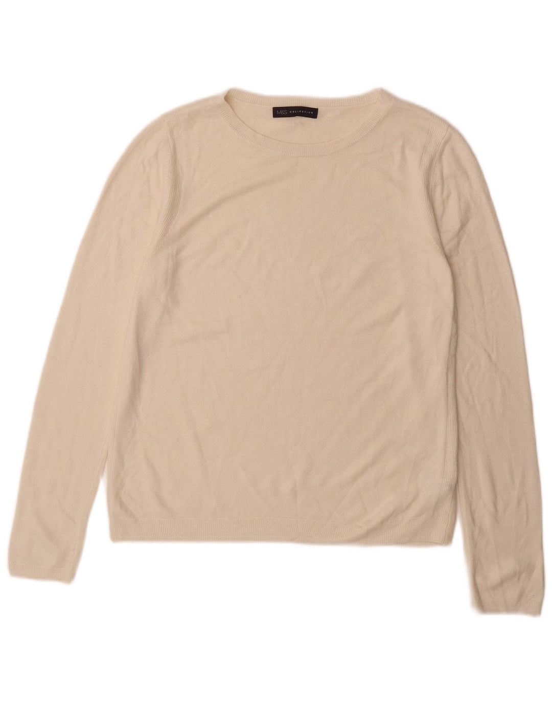 Marks & Spencer Dame Boat Neck Jumper Sweater UK 12 Medium White Acryl