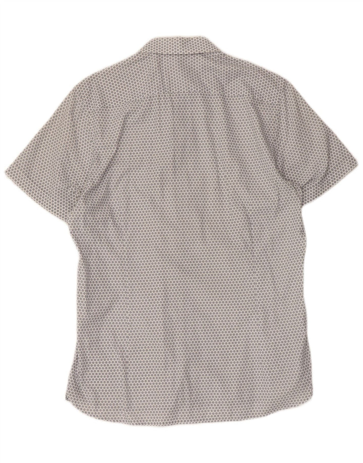 Ted Baker Kortærmet Herreskjorte Størrelse 3 Medium Hvid Geometrisk Bomuld