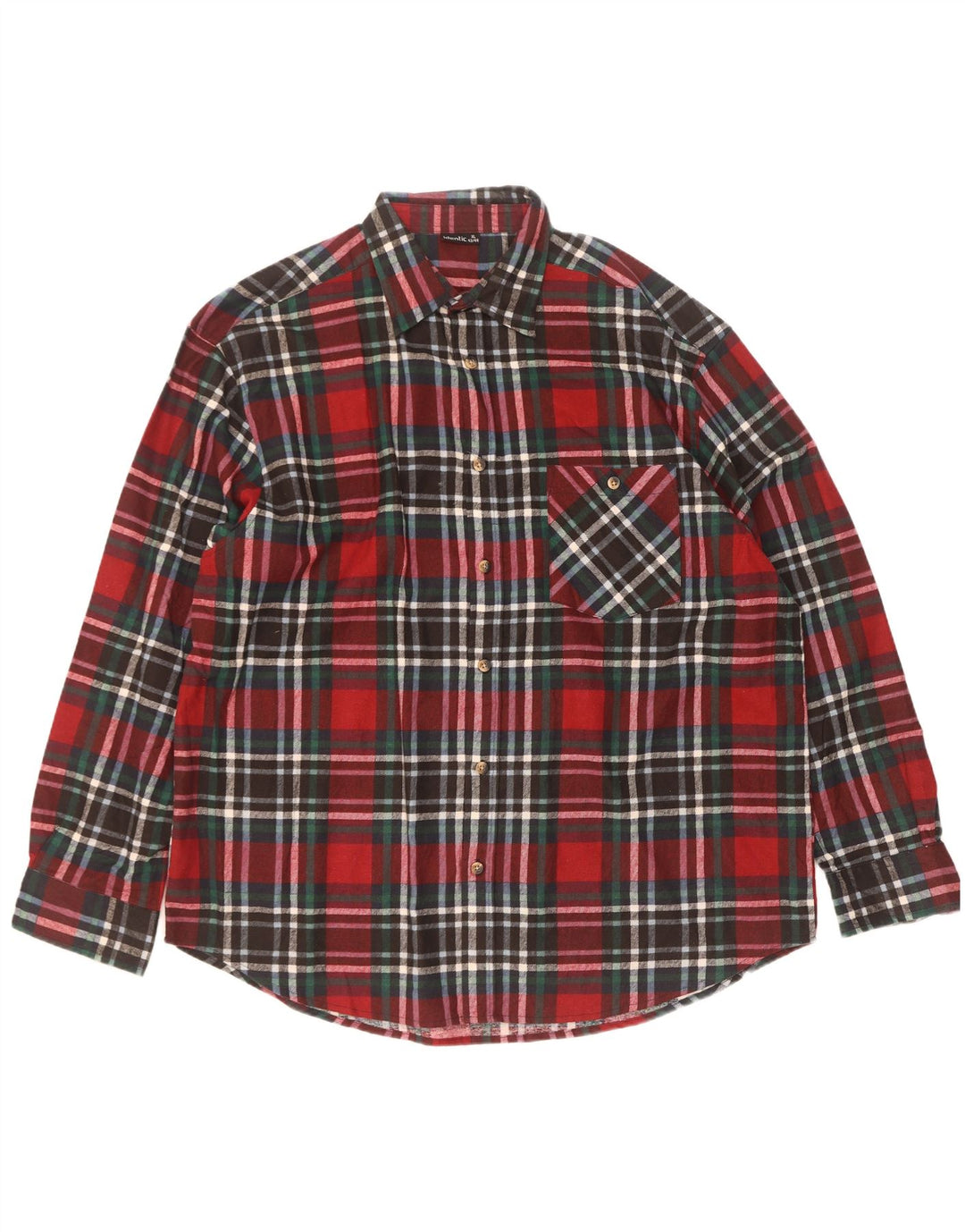 Identisk flannelskjorte til mænd Størrelse 43/44 XL Rød ternet bomuld