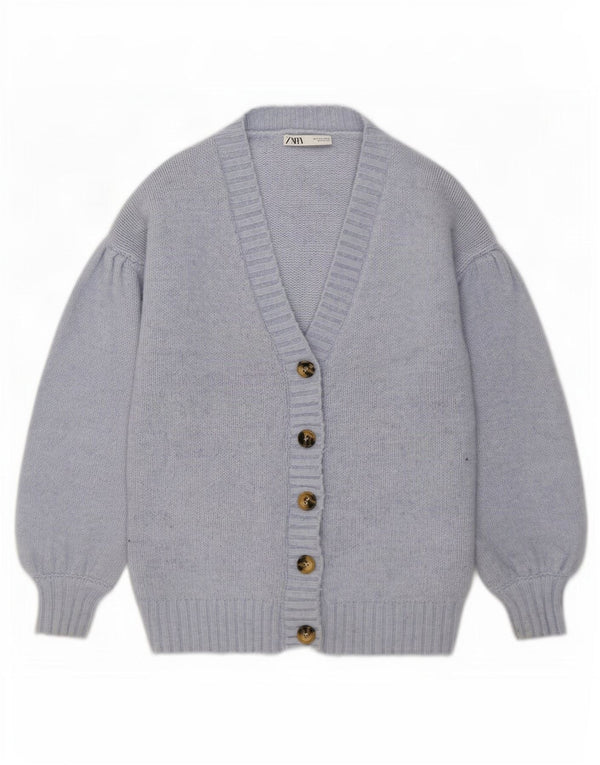Zara oversized cardigantrøje til kvinder UK 10 Lille blå polyester