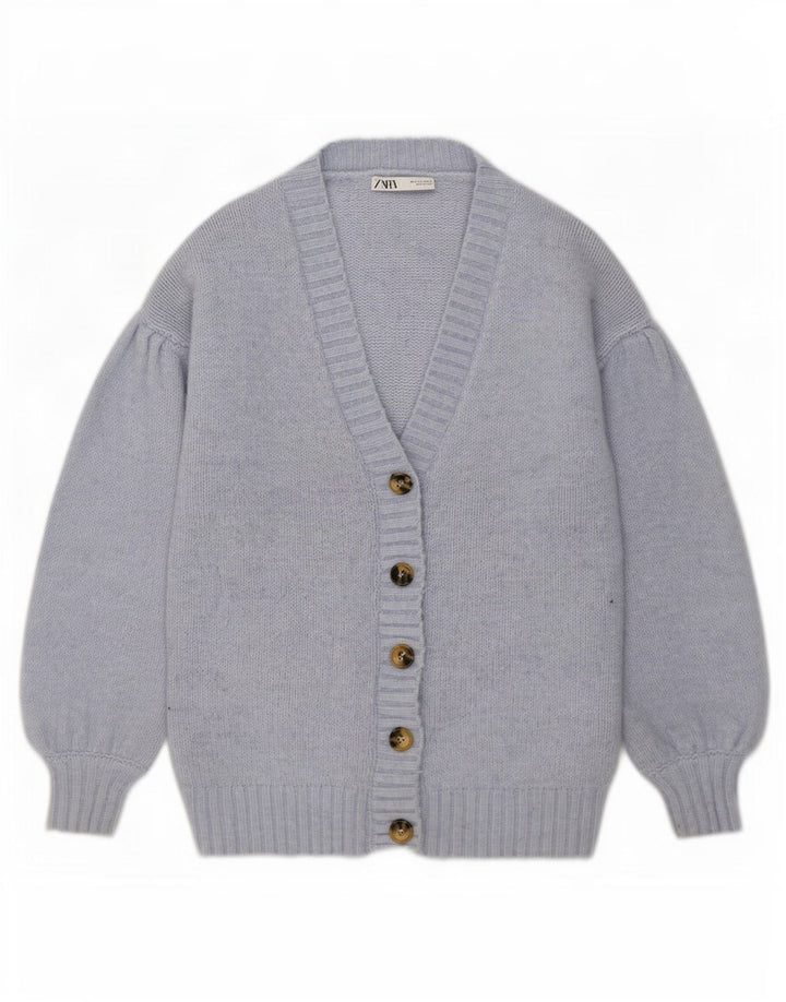 Zara oversized cardigantrøje til kvinder UK 10 Lille blå polyester