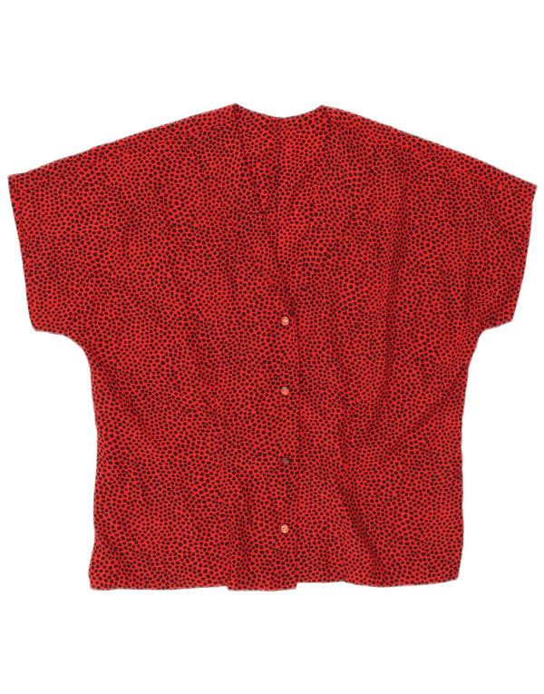 VINTAGE Womens Short Sleeve Shirt Blouse UK 14 Medium Red Spotted