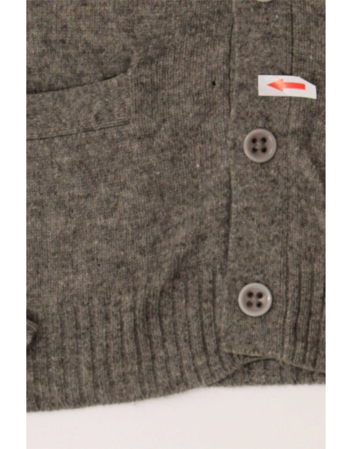 Penguin Herre Cardigan Sweater Medium Grå Lammeuld