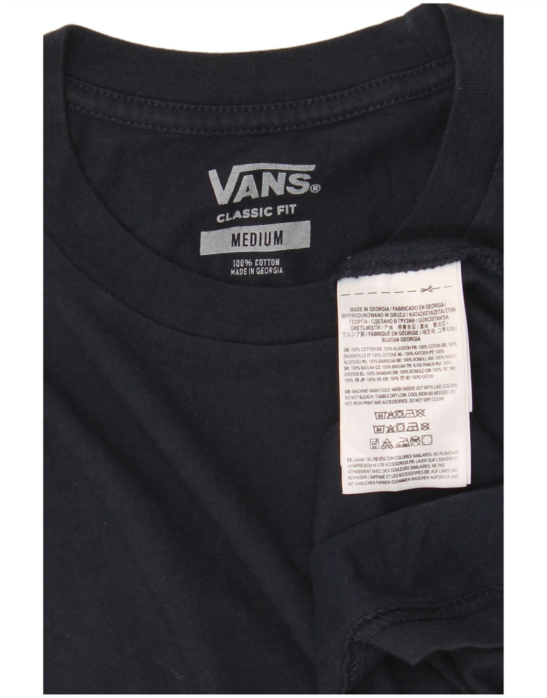 Vans Herre Classic Fit T-Shirt Top Medium Marineblå Bomuld