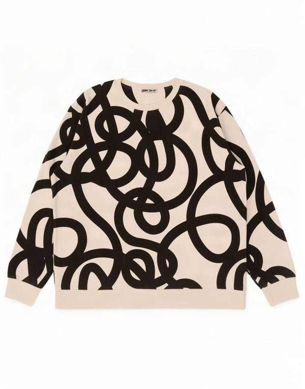 Zara sweatshirt med abstrakt mønster til kvinder UK 18 XL Hvid bomuld