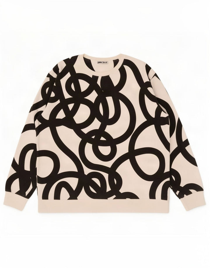 Zara sweatshirt med abstrakt mønster til kvinder UK 18 XL Hvid bomuld