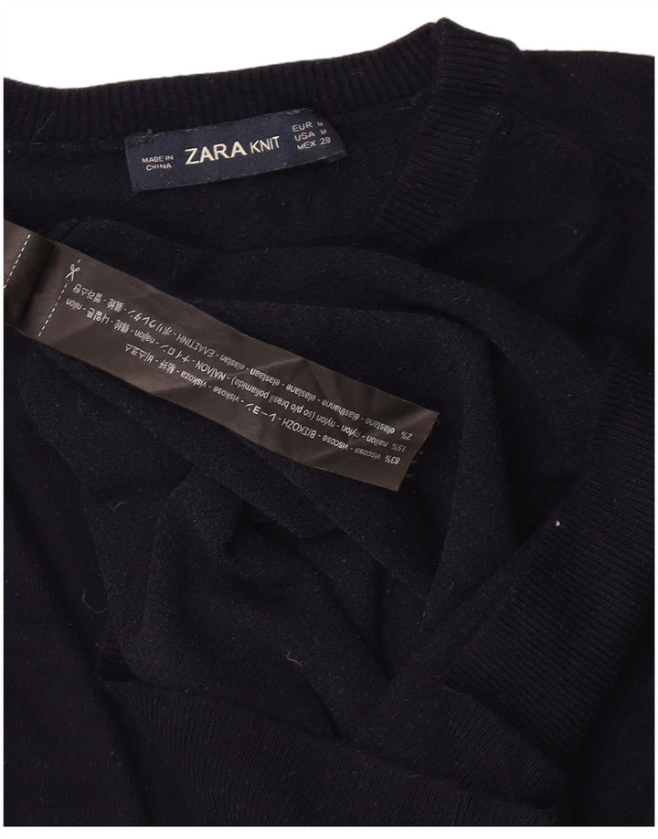 Zara Dame sweater med rund hals DK 12 Medium Navy Blue Viscose