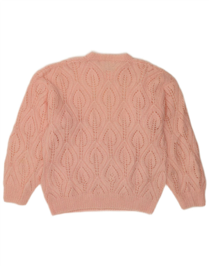 Vintage dame sweater med rund hals DK 14 Medium Pink