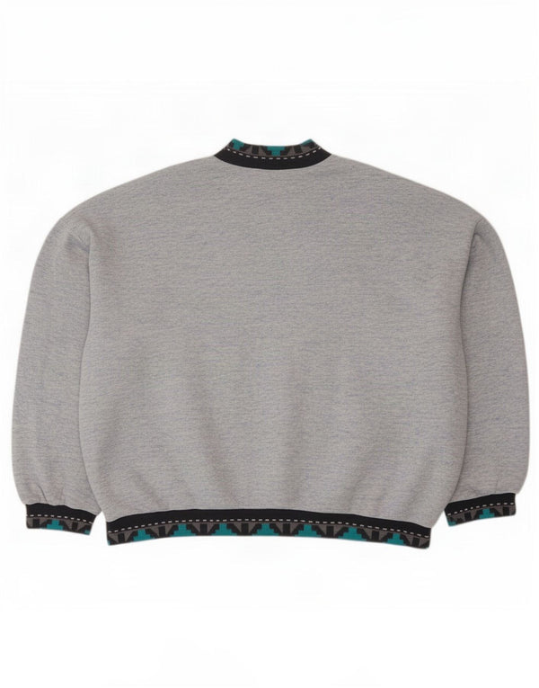 Guess Womens Graphic Relaxed Fit Sweatshirt Jumper UK 20 2XL Grey Flecked